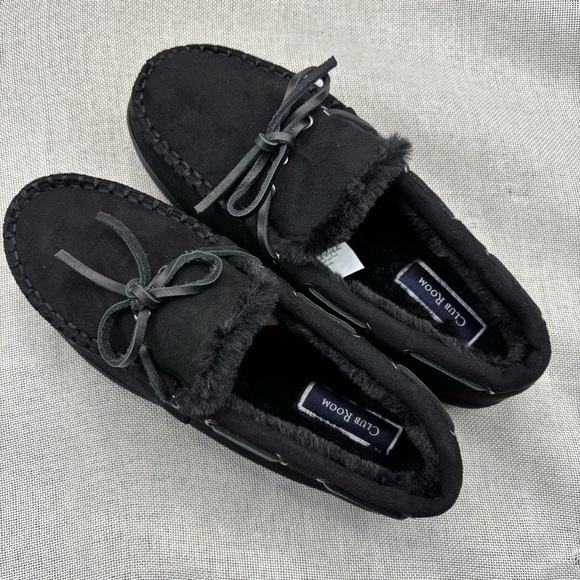 Club Room Mens Moccasin Slippers Black Size Small 6-7 - Picture 1 of 9